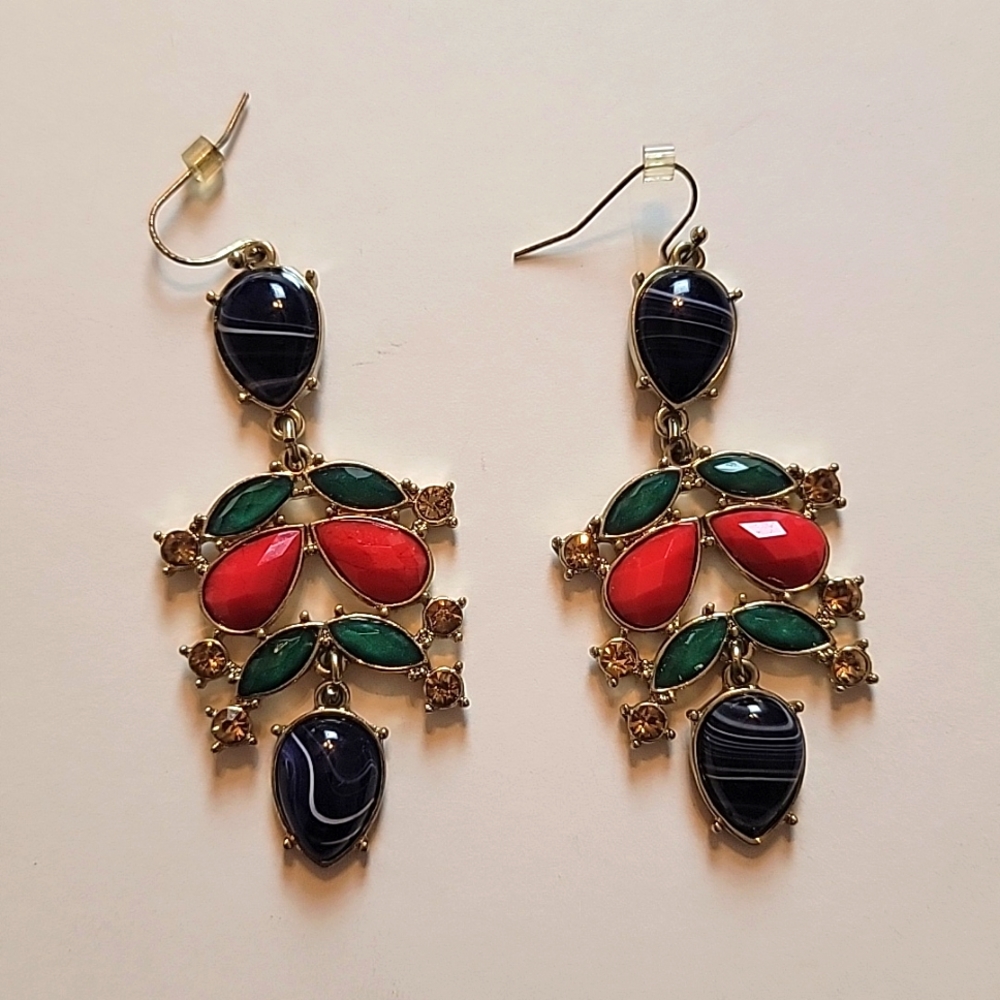Express Blue Red and Green Earrings